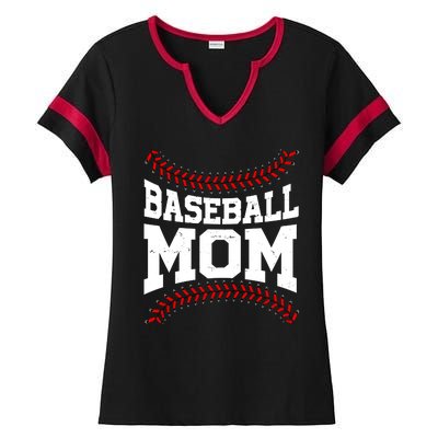 Baseball Mom Sports Fan Ladies Halftime Notch Neck Tee