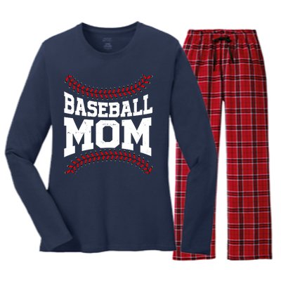 Baseball Mom Sports Fan Women's Long Sleeve Flannel Pajama Set 