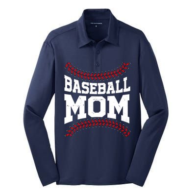 Baseball Mom Sports Fan Silk Touch Performance Long Sleeve Polo