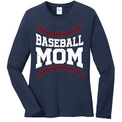 Baseball Mom Sports Fan Ladies Long Sleeve Shirt