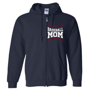 Baseball Mom Sports Fan Full Zip Hoodie