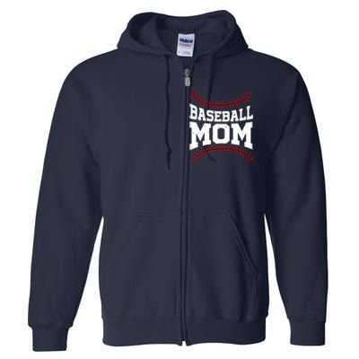 Baseball Mom Sports Fan Full Zip Hoodie