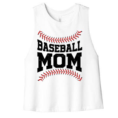 Baseball Mom Sports Fan Women's Racerback Cropped Tank