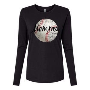 Baseball Momma Womens Cotton Relaxed Long Sleeve T-Shirt