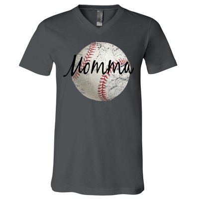 Baseball Momma V-Neck T-Shirt