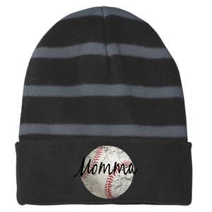 Baseball Momma Striped Beanie with Solid Band