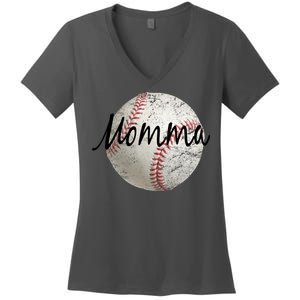 Baseball Momma Women's V-Neck T-Shirt