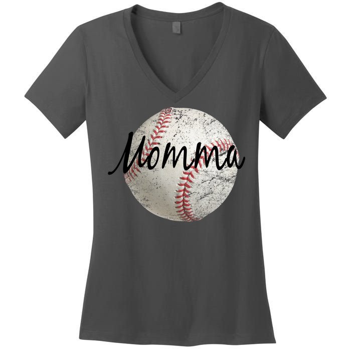 Baseball Momma Women's V-Neck T-Shirt