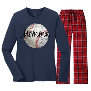 Baseball Momma Women's Long Sleeve Flannel Pajama Set 