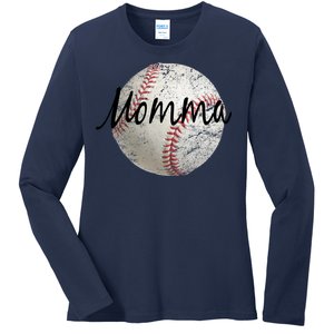 Baseball Momma Ladies Long Sleeve Shirt