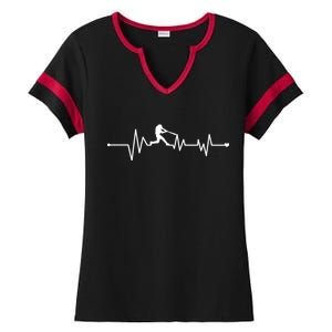 Baseball Player Heartbeat Ladies Halftime Notch Neck Tee