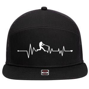 Baseball Player Heartbeat 7 Panel Mesh Trucker Snapback Hat