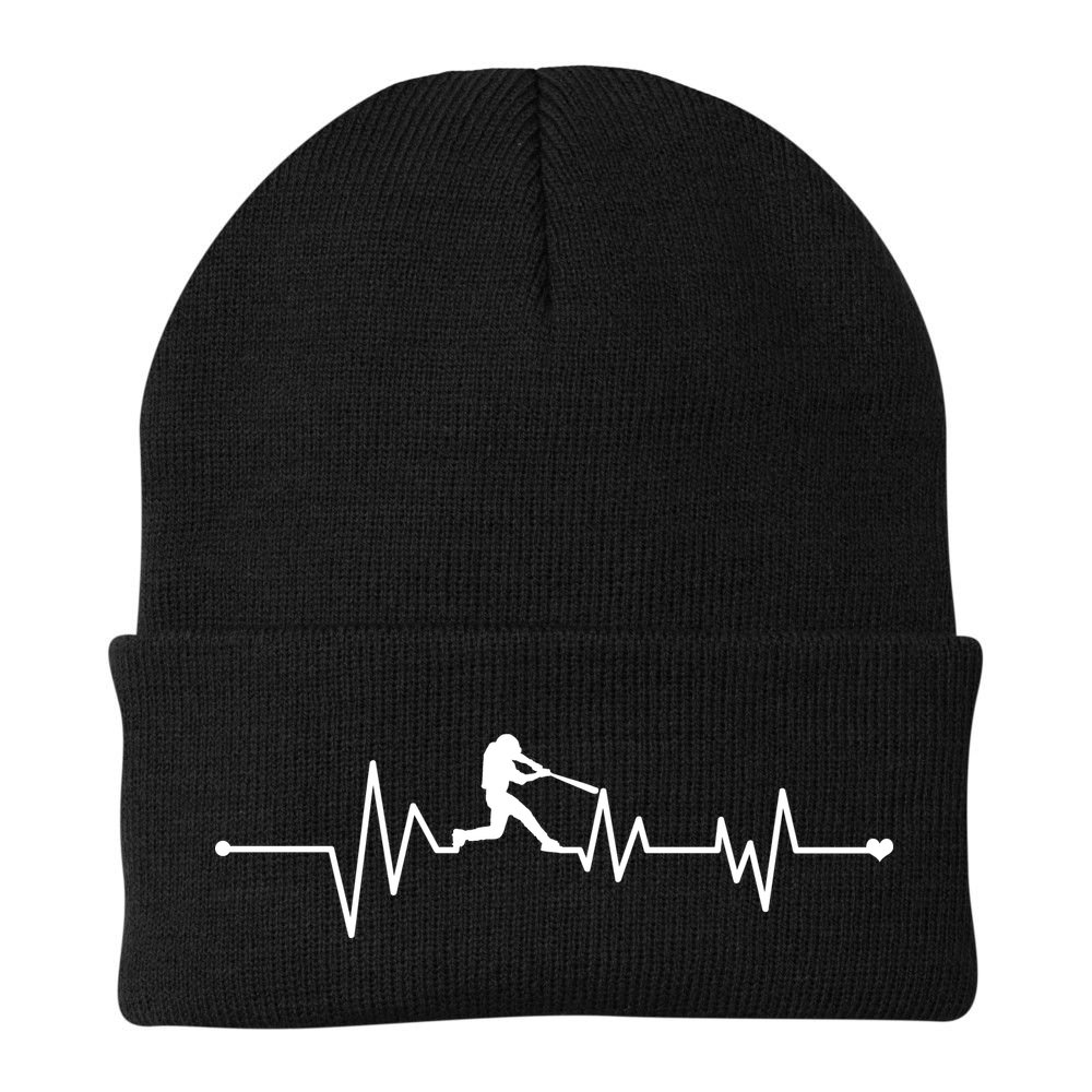 Baseball Player Heartbeat Beanie