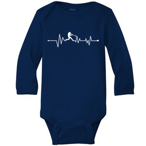 Baseball Player Heartbeat Baby Long Sleeve Bodysuit