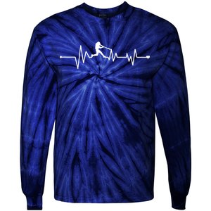 Baseball Player Heartbeat Tie-Dye Long Sleeve Shirt