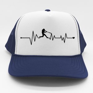 Baseball Player Heartbeat Trucker Hat