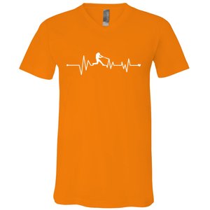 Baseball Player Heartbeat V-Neck T-Shirt