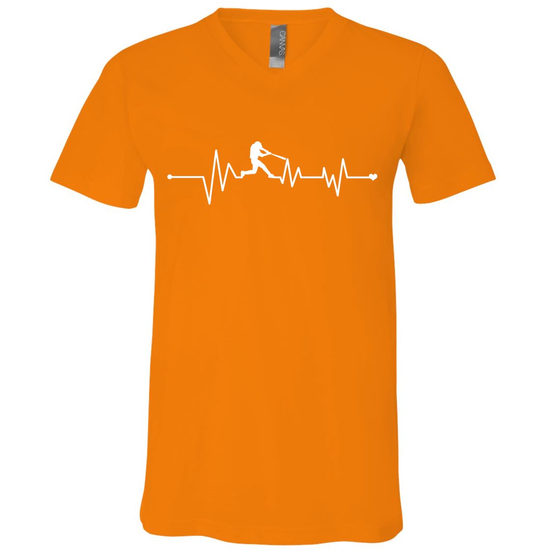 Baseball Player Heartbeat V-Neck T-Shirt