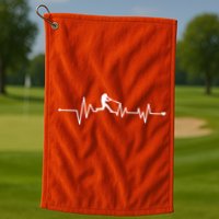 Baseball Player Heartbeat Golf Towel