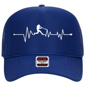 Baseball Player Heartbeat High Crown Mesh Back Trucker Hat