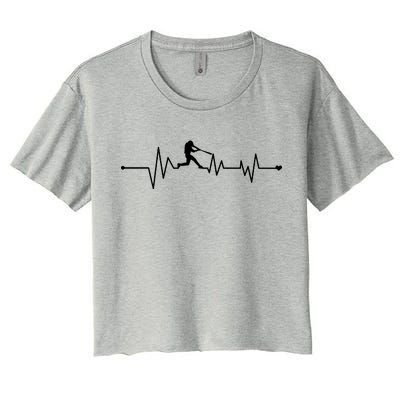 Baseball Player Heartbeat Women's Crop Top Tee