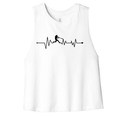 Baseball Player Heartbeat Women's Racerback Cropped Tank