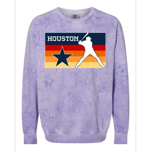 Baseball Player Silhouette Houston Flag Colorblast Crewneck Sweatshirt