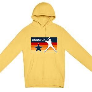 Baseball Player Silhouette Houston Flag Premium Pullover Hoodie