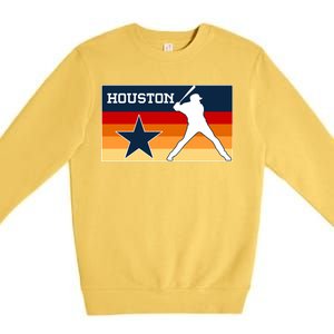 Baseball Player Silhouette Houston Flag Premium Crewneck Sweatshirt