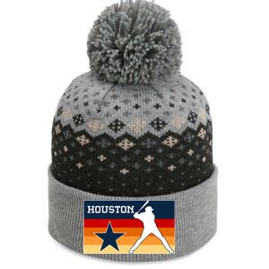 Baseball Player Silhouette Houston Flag The Baniff Cuffed Pom Beanie