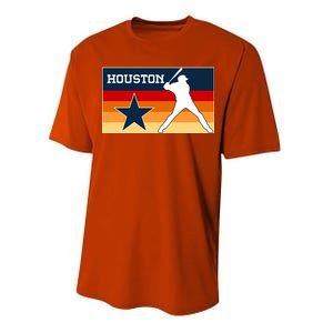 Baseball Player Silhouette Houston Flag Performance Sprint T-Shirt