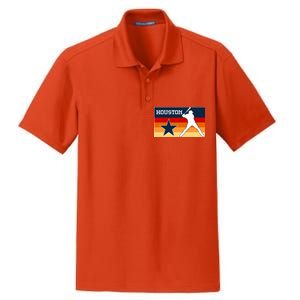 Baseball Player Silhouette Houston Flag Dry Zone Grid Polo