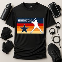 Baseball Player Silhouette Houston Flag Cooling Performance Crew T-Shirt