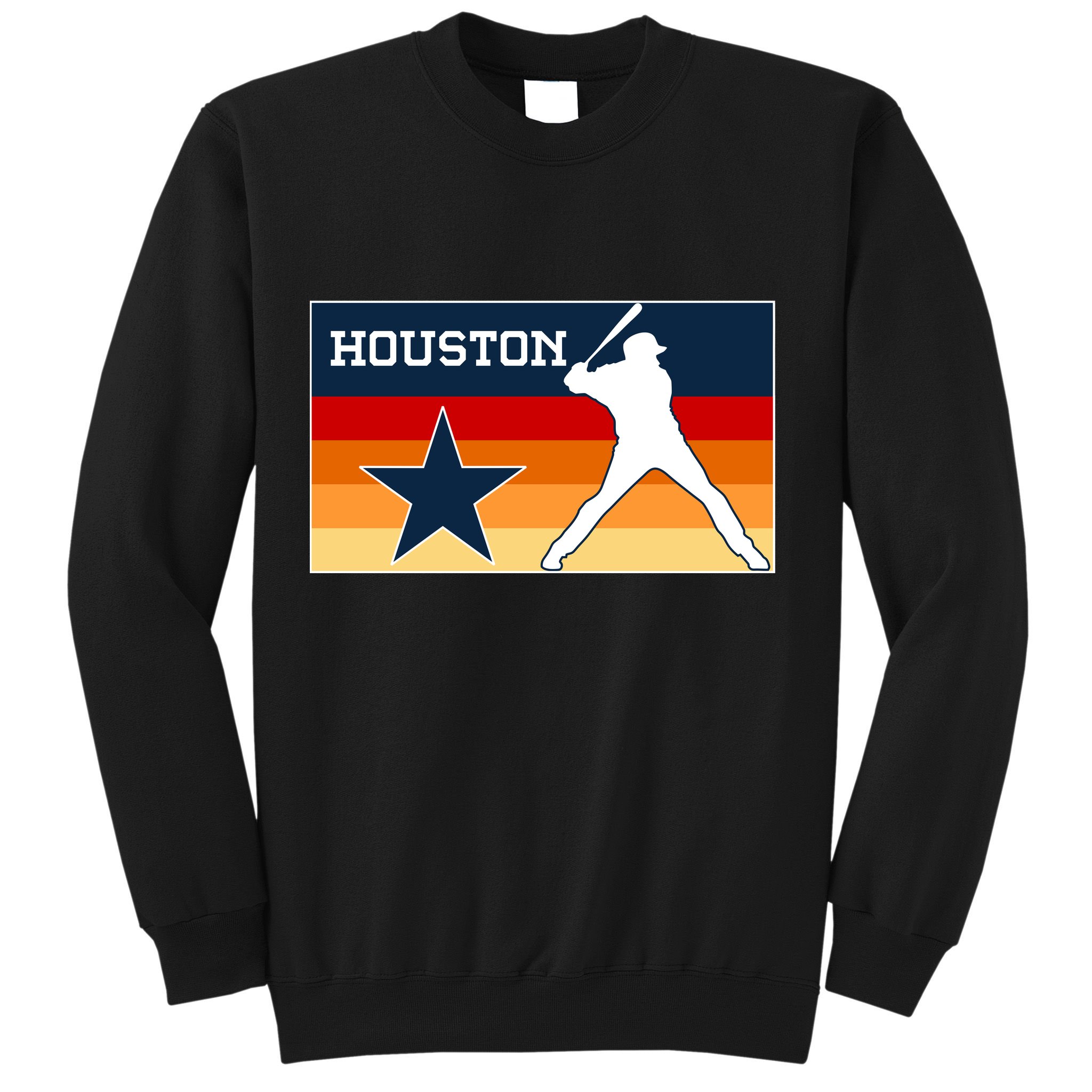 Baseball Player Silhouette Houston Flag Sweatshirt