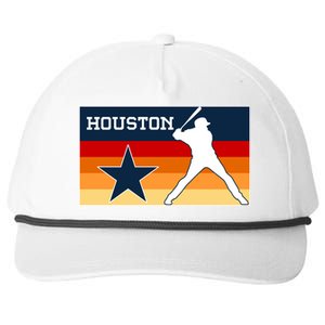 Baseball Player Silhouette Houston Flag Snapback Five-Panel Rope Hat