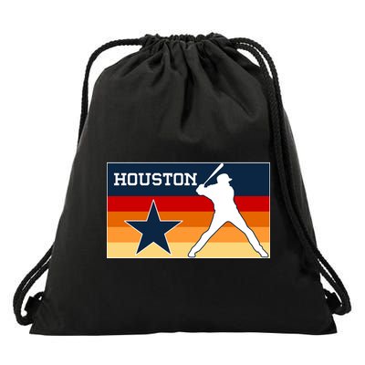 Baseball Player Silhouette Houston Flag Drawstring Bag