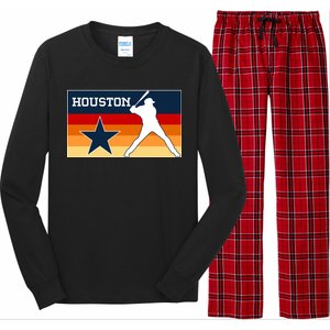 Baseball Player Silhouette Houston Flag Long Sleeve Pajama Set