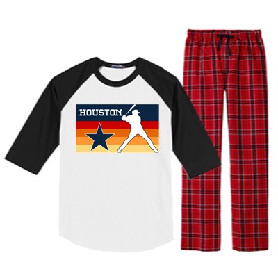 Baseball Player Silhouette Houston Flag Raglan Sleeve Pajama Set