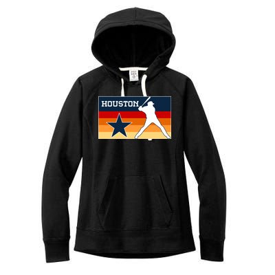 Baseball Player Silhouette Houston Flag Women's Fleece Hoodie