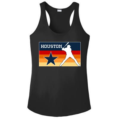 Baseball Player Silhouette Houston Flag Ladies PosiCharge Competitor Racerback Tank