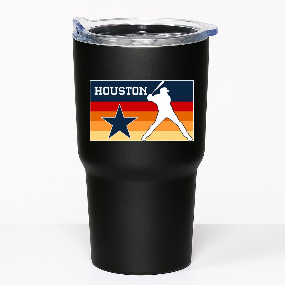 Baseball Player Silhouette Houston Flag Tumbler