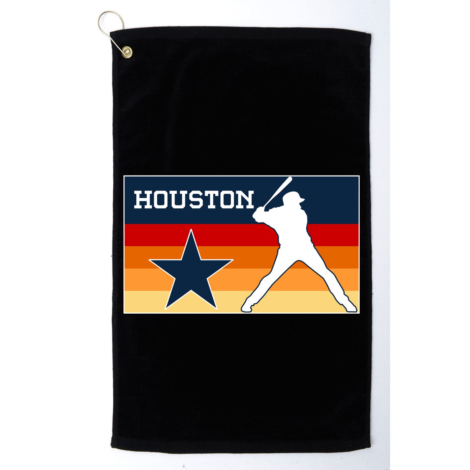 Baseball Player Silhouette Houston Flag Golf Towel
