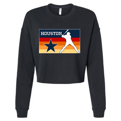 Baseball Player Silhouette Houston Flag Cropped Pullover Crew