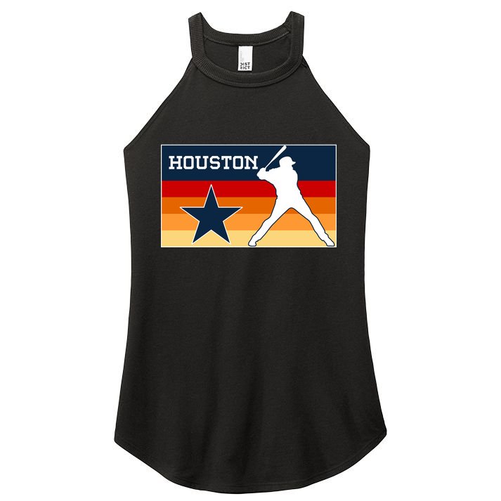 Baseball Player Silhouette Houston Flag Women's Perfect Tri Rocker Tank