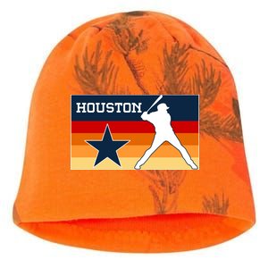 Baseball Player Silhouette Houston Flag Kati - Camo Knit Beanie