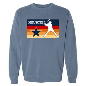 Baseball Player Silhouette Houston Flag Garment-Dyed Sweatshirt