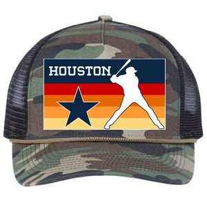 Baseball Player Silhouette Houston Flag Retro Rope Trucker Hat Cap