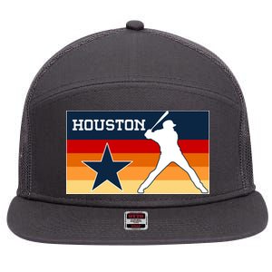 Baseball Player Silhouette Houston Flag 7 Panel Mesh Trucker Snapback Hat