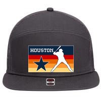 Baseball Player Silhouette Houston Flag 7 Panel Mesh Trucker Snapback Hat
