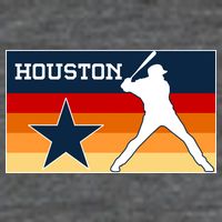 Baseball Player Silhouette Houston Flag 7 Panel Mesh Trucker Snapback Hat